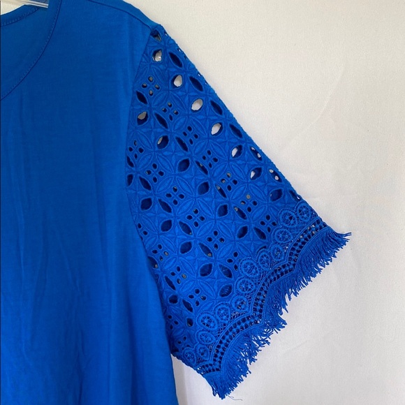 Lilly Pulitzer Cobalt Blue Eyelet Sleeve Tee - Picture 4 of 5